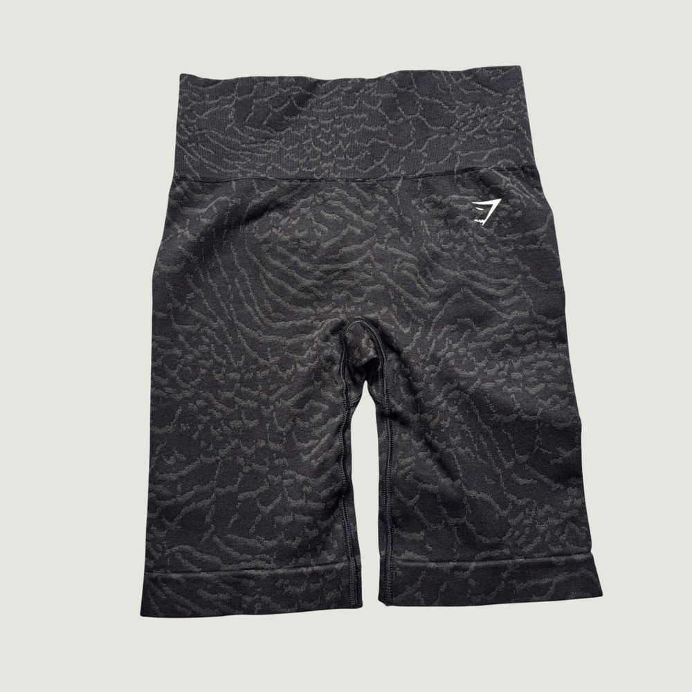 Gymshark Adapt Animal Seamless Shorts Womens Small Black Grey Excellent Ruched